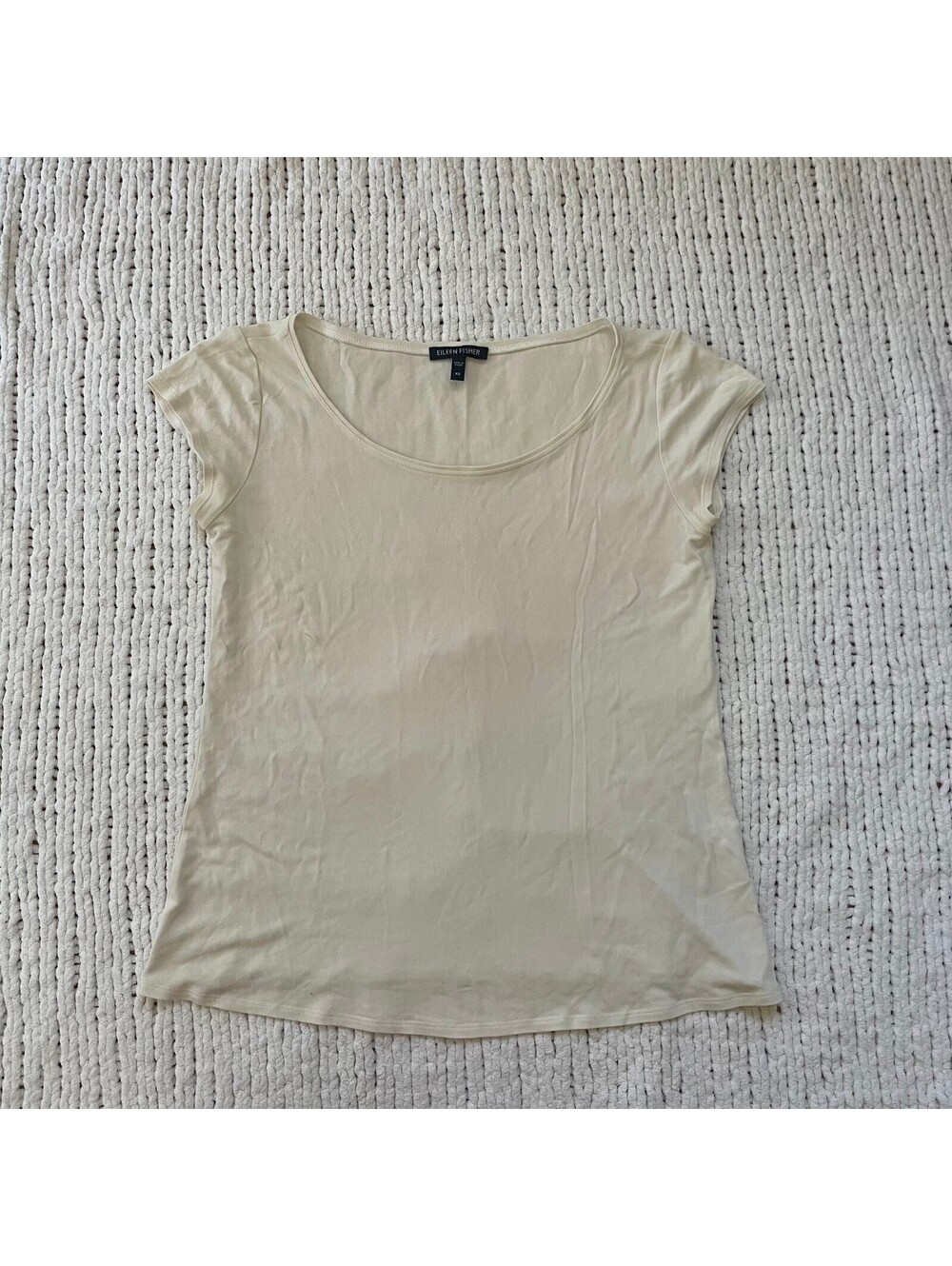 Eileen Fisher Women's Off-White Silk T-Shirt - Size XS